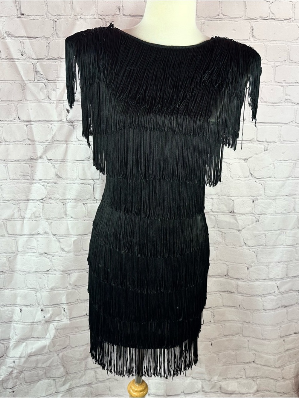vtg steppin’ out Black Fringe Dress jr 3 festival western flapper cosplay
